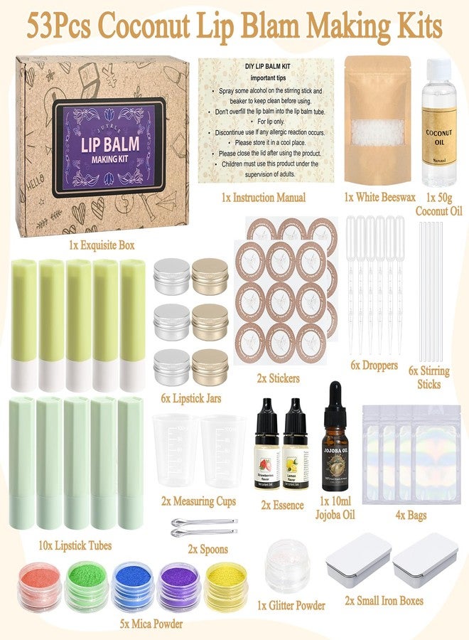 JUYRLE Lip Balm Making Kit- Coconut Lip Gloss Kit with Beeswax, Jojoba Oil, and Coconut Oil for Adults & Girls, Make Your Own Lip Balm- DIY Moisturizing Lip Care - Image 2