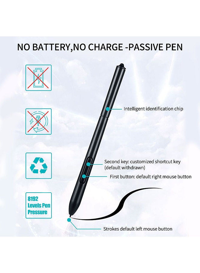T505 Graphics Drawing Tablet Ultralight Art Creation Sketch with Battery-free Stylus 8 Pen Nibs 8192 Levels Pressure 8 Shortcut Keys Compatible with Windows Android OTG 193x143mm/7.6x5.6in