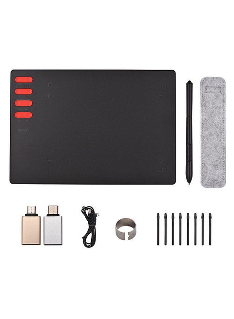 T505 Graphics Drawing Tablet Ultralight Art Creation Sketch with Battery-free Stylus 8 Pen Nibs 8192 Levels Pressure 8 Shortcut Keys Compatible with Windows Android OTG 193x143mm/7.6x5.6in