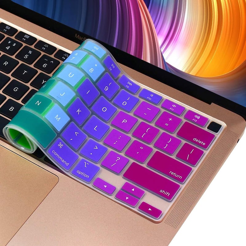 MasiBloom Silicone Keyboard Cover Skin for MacBook Air 13.3 inch A2337 M1 Released in Nov. 2020 Touch ID & Retina Display US Layout Ultra Thin Protector Cover Skin - Image 1