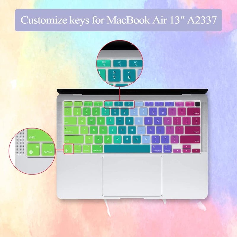 MasiBloom Silicone Keyboard Cover Skin for MacBook Air 13.3 inch A2337 M1 Released in Nov. 2020 Touch ID & Retina Display US Layout Ultra Thin Protector Cover Skin - Image 4
