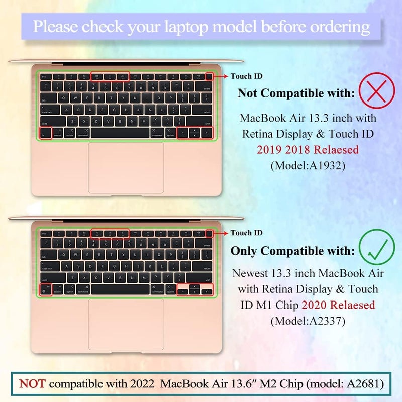 MasiBloom Silicone Keyboard Cover Skin for MacBook Air 13.3 inch A2337 M1 Released in Nov. 2020 Touch ID & Retina Display US Layout Ultra Thin Protector Cover Skin - Image 2