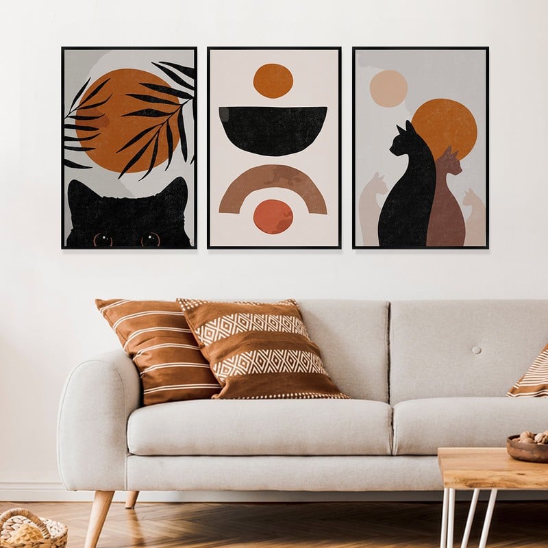 Marktna Three canvas prints in a bohemian art style with a hollow frame, measuring (120×60), three pieces - Image 3