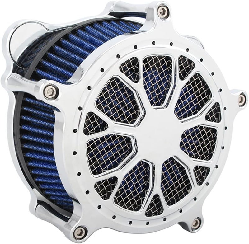 Wivplex Chrome Blue Motorcycle Air Filter Kit - Image 1