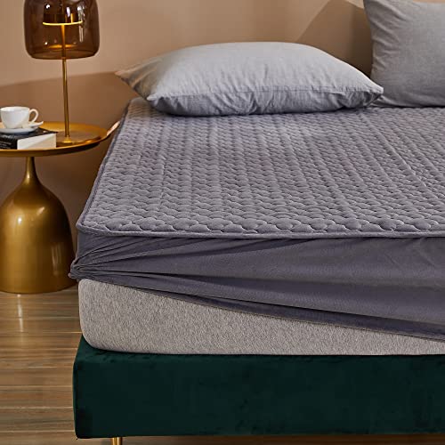 Pangzi Solid Flannel Plush Bedding Fitted Sheet,Velvety Soft Heavyweight Non-Slip Protective Cover for Bed Mattress (Twin Extra Long, Gray) - Image 5