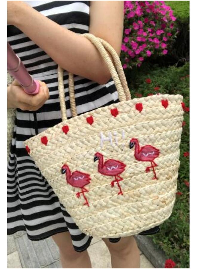 Loquat Fukai Corn Leather Bag Summer Embroidered Straw Woven Bag Holiday Beach Bag Woven Bag Shoulder Bag Women's Bag-Color:Dolphins  - Image 4