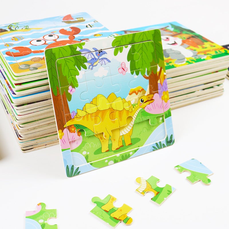 Wooden 16-Piece Flat Jigsaw Puzzle Kindergarten Children'S Educational Cartoon Animal Traffic Ocean Jigsaw Puzzle Toy - Image 3