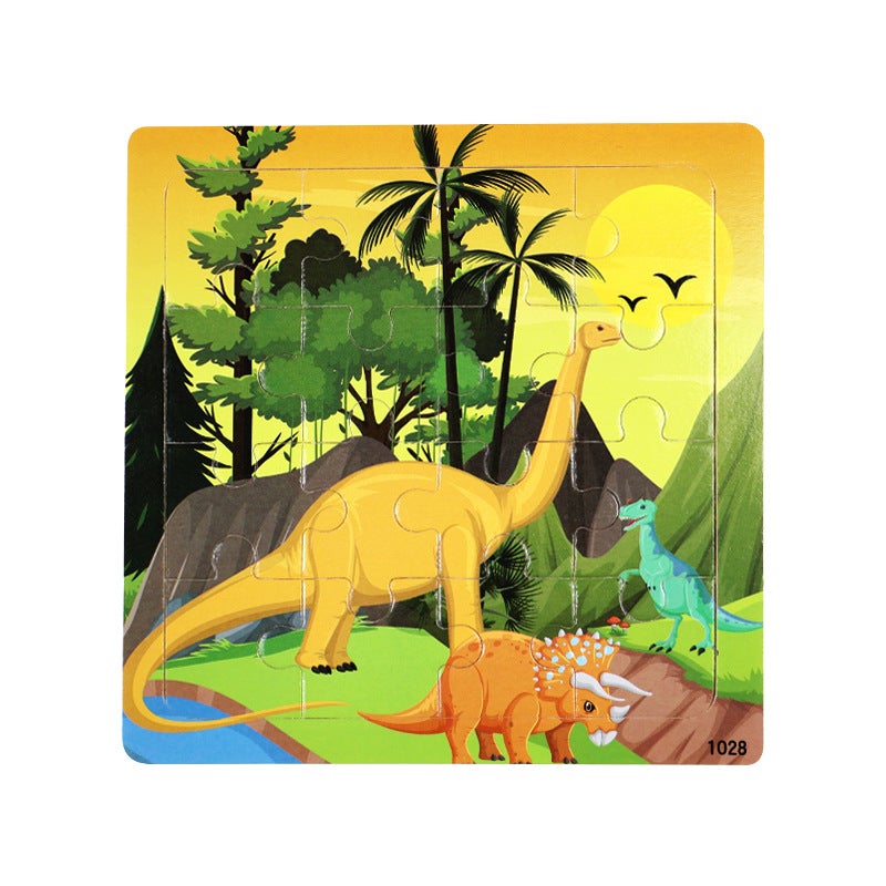 Wooden 16-Piece Flat Jigsaw Puzzle Kindergarten Children'S Educational Cartoon Animal Traffic Ocean Jigsaw Puzzle Toy - Image 1