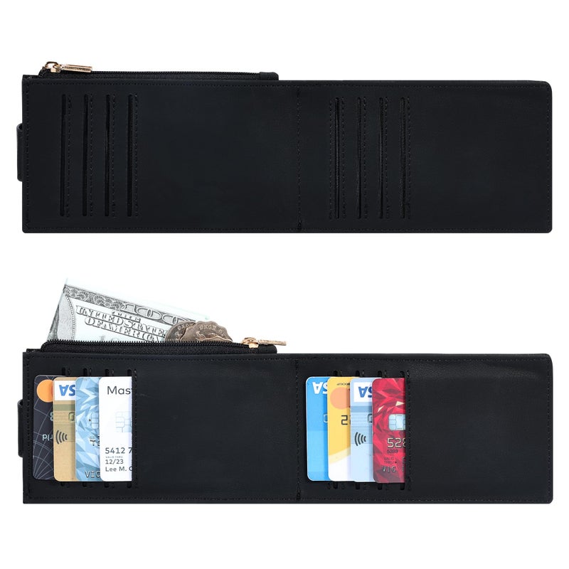 Chelmon Womens Wallet Slim RFID Blocking Bifold Multi Card Case Wallet with Zipper Pocket (Black Smooth) - Image 5