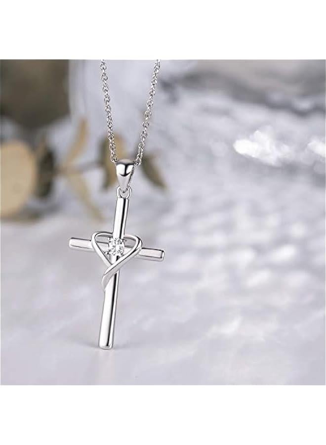 Arabest 925 Sterling Silver Cross Necklace for Women Men 5A CZ Birthstone Necklaces 14K Gold Plated or Rose Gold Necklace for Easter or Mother's Day - Image 4