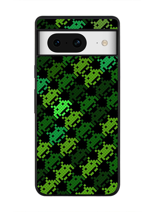 Stylizedd Rugged Black Edge case for Google Pixel 8, Custom Slim fit Flexible Anti Drop Thin Phone Case Cover - Invader Matrix - Image 1