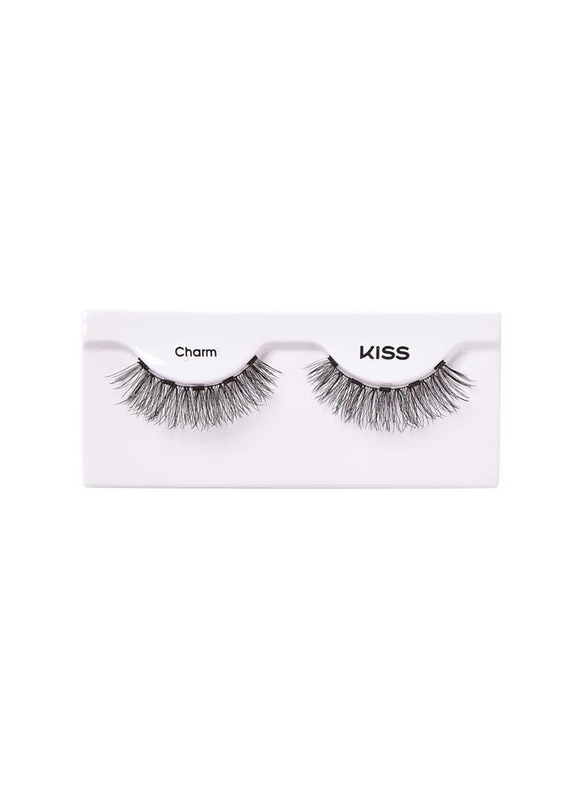 KISS Magnetic Lashes, Charm, 1 Pair of Synthetic False Eyelashes With 5 Double Strength Magnets, Wind Resistant, Dermatologist Tested Fake Lashes Last Up To 16 Hours, Reusable Up To 15 Times, Black - Image 4