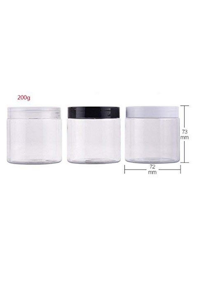 SYBL 200 مل 6.7 أونصة برطمانات بلاستيكية دائرية شفافة مع غطاء حاويات تجميل فارغة زجاجة علبة وعاء للتخزين لوشن كريم وجه ماسك مرهم شاي حبوب عينة طعام (عبوة من 3) - Image 2