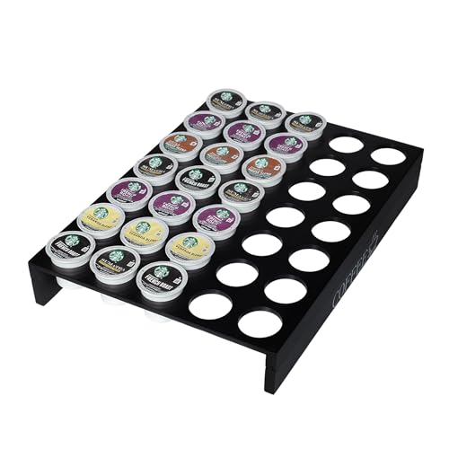 MinBoo BamBoo k cup holder Drawer or Countertop k cup Organizer Coffee Pod Holder Hold 35 Coffee Pod Storage Kcup coffee pods holder for coffee station Office and Kitchen k cup storage,Black - Image 1