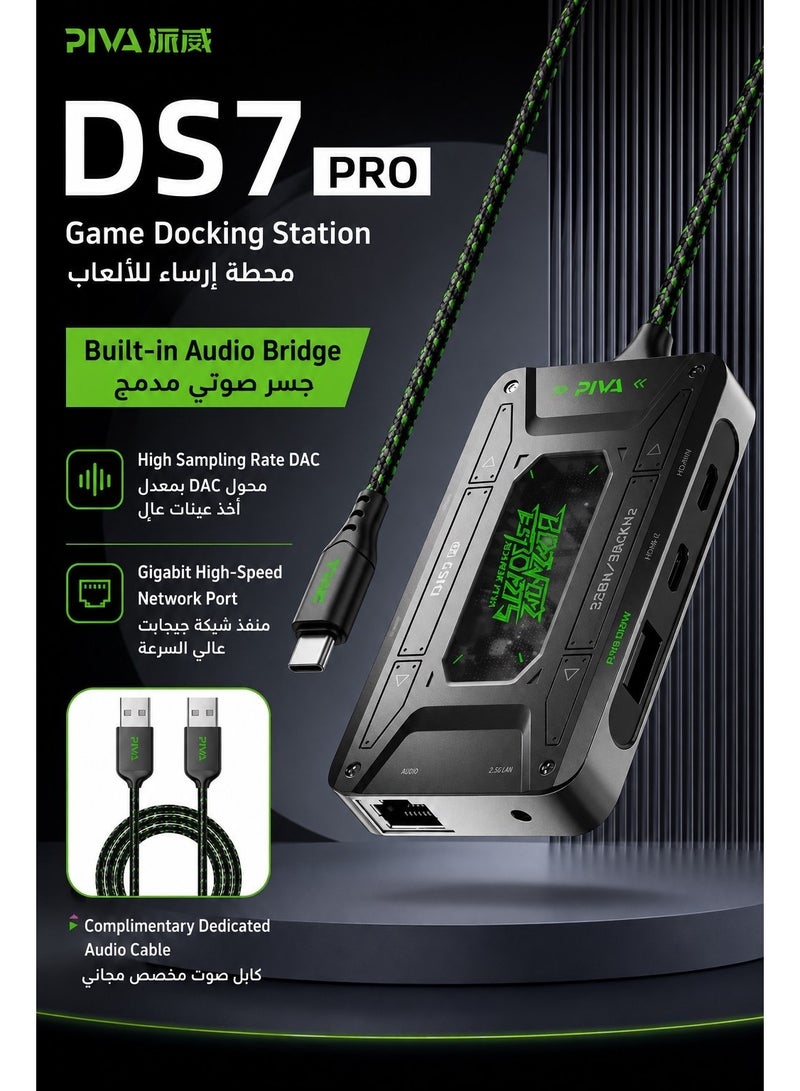 PIVA DS7 Pro 7-in-1 USB-C Docking Station and Gaming Hub with Two-Way Audio Bridge, Multi USB Port Type-C Adapter – 4K@60Hz HDR Capture & Video Output, 100W PD Fast Charging, 32Bit/384KHz Hi-Fi Audio, Gigabit Ethernet, USB 3.1 High-Speed Data for Live Streaming & Recording – Compatible with RedMagic, iPhone, iPad Pro, Android & Laptops - Image 2