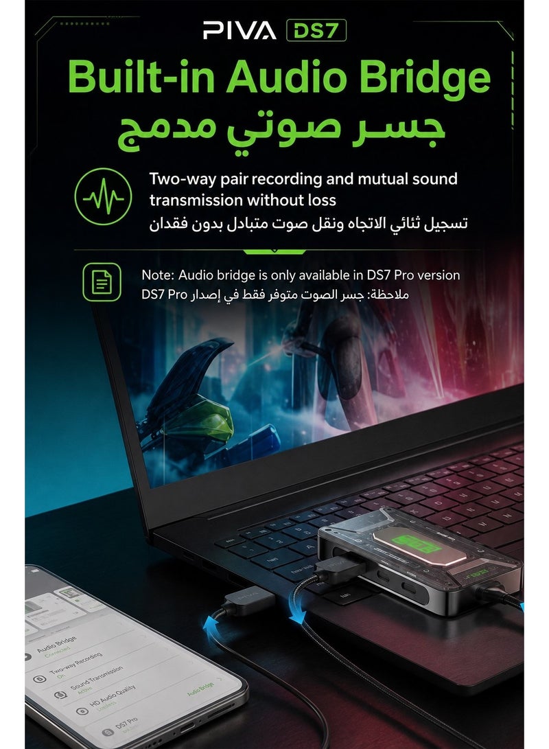 PIVA DS7 Pro 7-in-1 USB-C Docking Station and Gaming Hub with Two-Way Audio Bridge, Multi USB Port Type-C Adapter – 4K@60Hz HDR Capture & Video Output, 100W PD Fast Charging, 32Bit/384KHz Hi-Fi Audio, Gigabit Ethernet, USB 3.1 High-Speed Data for Live Streaming & Recording – Compatible with RedMagic, iPhone, iPad Pro, Android & Laptops - Image 3