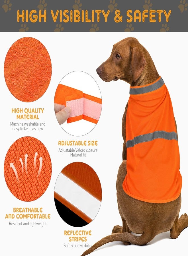 Vizbrite Dog Reflective Vest, Orange Dog Hunting Vest for Outdoor, Adjustable Pet Jacket, Soft Pet Safety Clothes for Small Medium Large, 2 Packs - Image 2