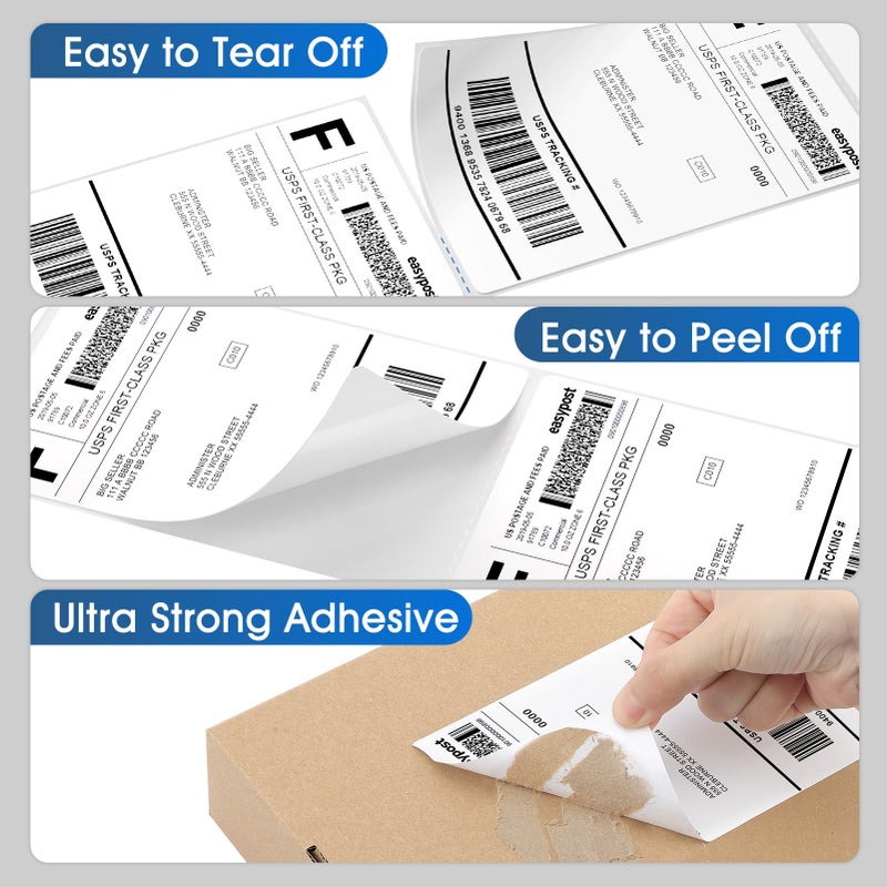 MaxGear 4" x 6" Direct Thermal Labels, 500 Fanfold Labels, for Shipping & Mailing, Perforated White, Commercial Grade with Permanent Adhesive, Compatible with Most Thermal Printers,1 Stack - Image 5