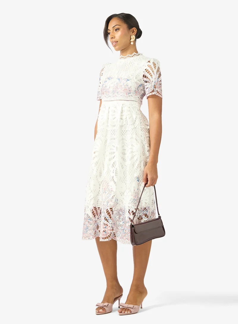 Ella  Lace Dress With Floral Print for Women | Best Price UAE