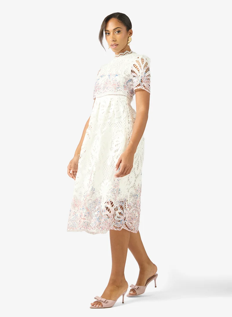 ELLA Lace Dress With Floral Print