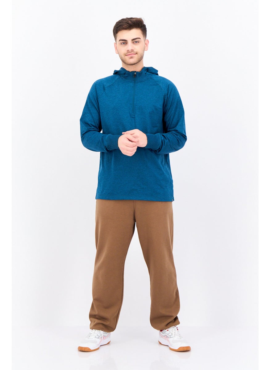 Gaiam Men Slim Fit Long Sleeve Training Hoodies, Teal Green Heather  - Image 4