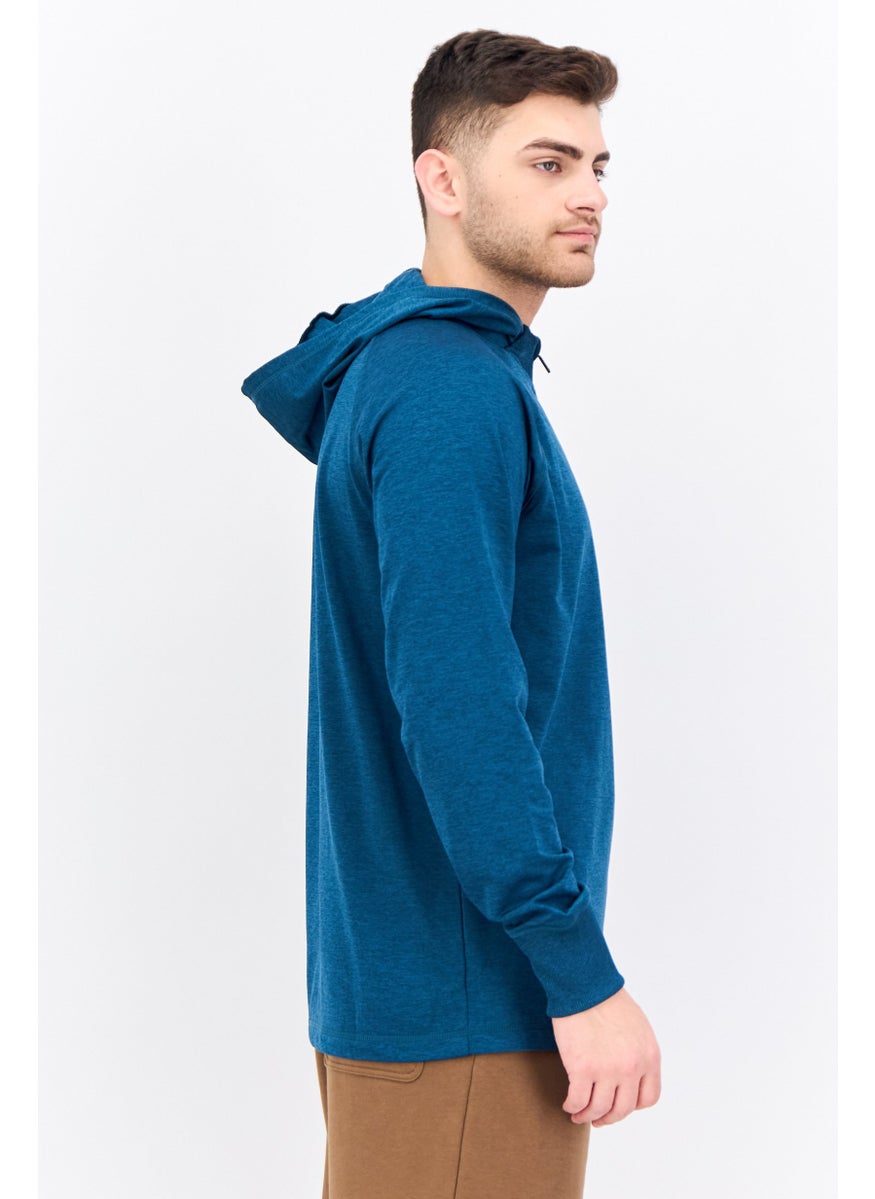 Gaiam Men Slim Fit Long Sleeve Training Hoodies, Teal Green Heather  - Image 2