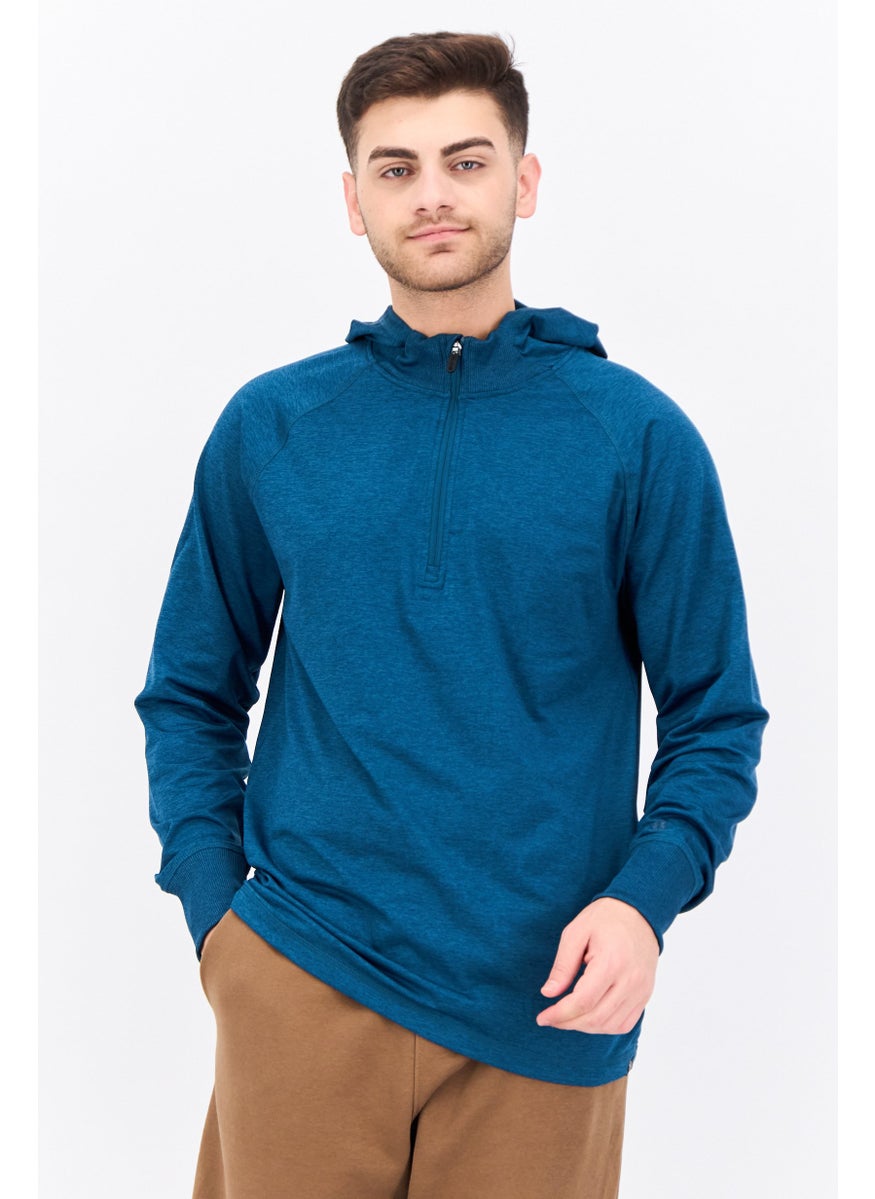 Gaiam Men Slim Fit Long Sleeve Training Hoodies, Teal Green Heather  - Image 1