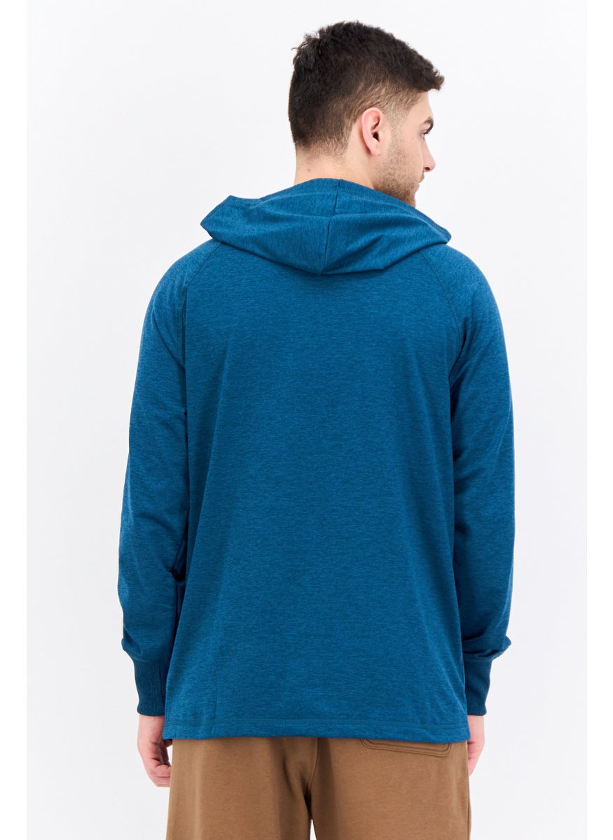 Gaiam Men Slim Fit Long Sleeve Training Hoodies, Teal Green Heather  - Image 3