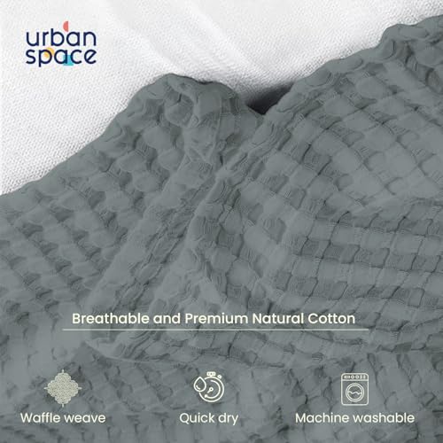 Urban Space 100% Cotton Waffle Weave Blanket, Cotton Dohar for Double Bed, Breathable & Skin Friendly All Season Blanket for Bed, Double Bed Blanket (220cm x 240cm, Cool Grey) - Image 3