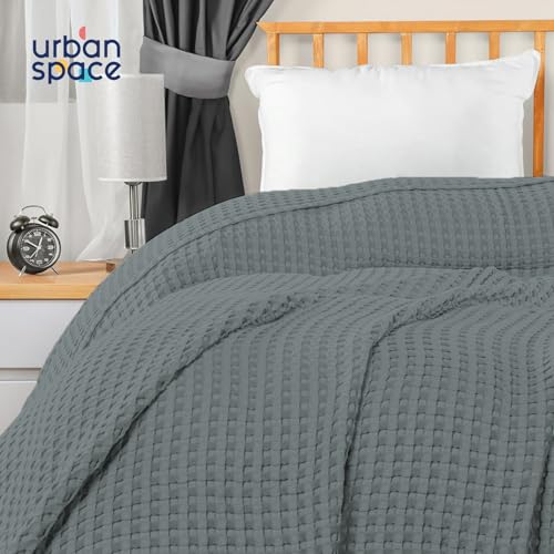 Urban Space 100% Cotton Waffle Weave Blanket, Cotton Dohar for Double Bed, Breathable & Skin Friendly All Season Blanket for Bed, Double Bed Blanket (220cm x 240cm, Cool Grey) - Image 2