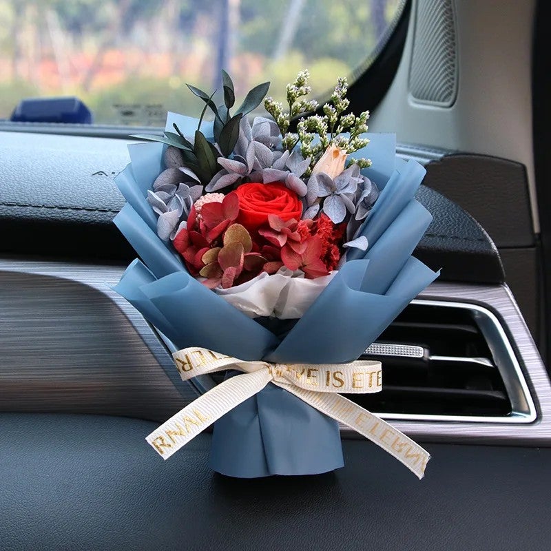 Bluejw Handmade Mini Bouquet Car Air Freshener - Dried Flower Vent Clip Perfume - Natural Dried Plants Fragrance Diffuser for Auto - Image 1