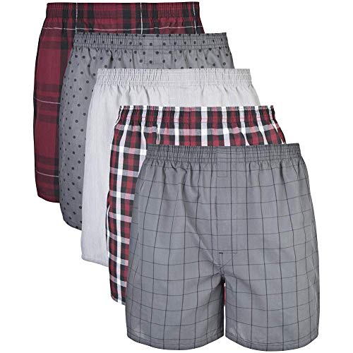 Gildan Men's Underwear Boxers, Multipack, Mixed Red/Grey (5-Pack), Large - Image 1