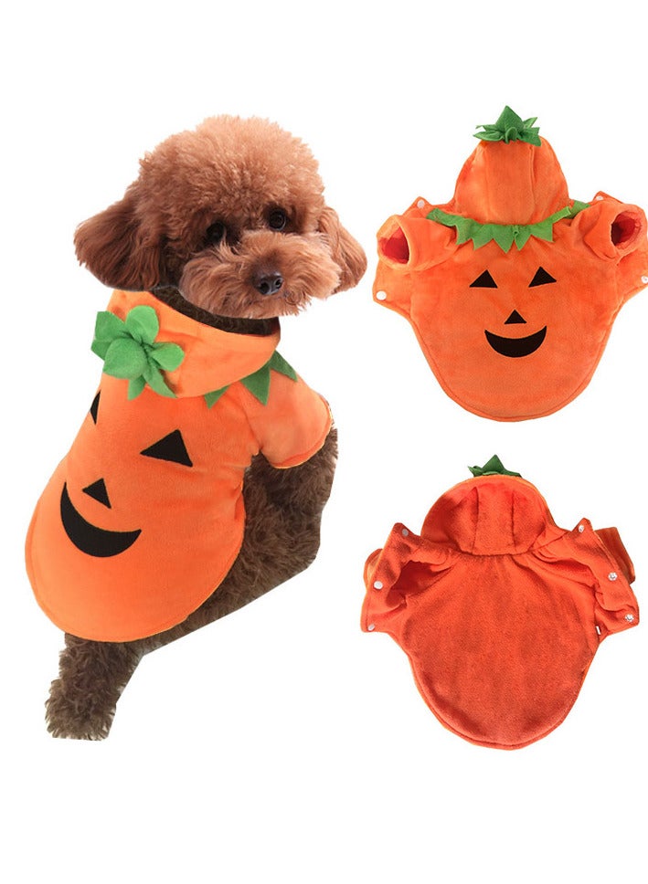 Dog Cat Pumpkin Costume Pet Cosplay Outfits Clothes Fleece Hoodie Sweater Coat Costumes for Dogs Puppy Cats