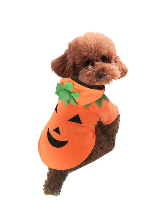 Dog Cat Pumpkin Costume Pet Cosplay Outfits Clothes Fleece Hoodie Sweater Coat Costumes for Dogs Puppy Cats