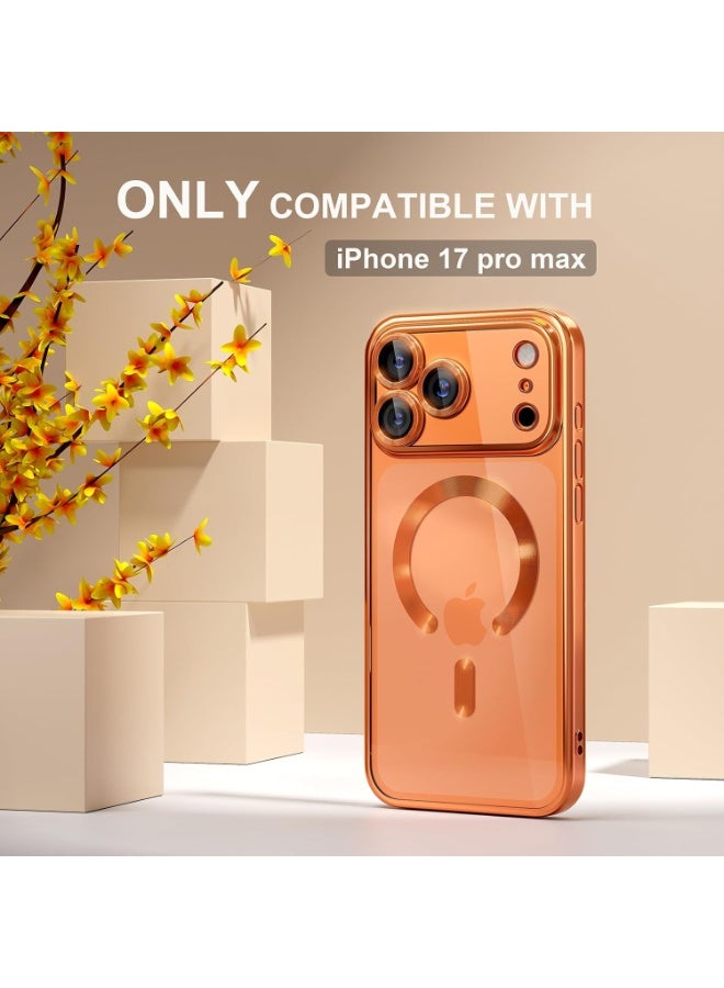 HaDoii iPhone 17 Pro Max Case Cover with Full Camera Lens Protector(Compatible with MagSafe)(Shockproof Military Grade Drop Protection) , Soft Clear Phone Case for iPhone 17 Pro Max, Cosmic Orange - Image 2