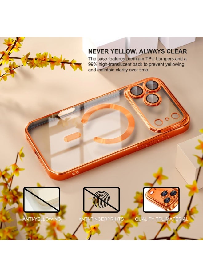 HaDoii iPhone 17 Pro Max Case Cover with Full Camera Lens Protector(Compatible with MagSafe)(Shockproof Military Grade Drop Protection) , Soft Clear Phone Case for iPhone 17 Pro Max, Cosmic Orange - Image 3