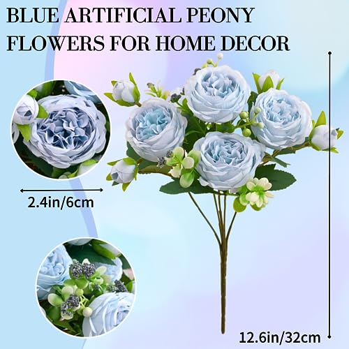 ASTRYAS Artificial Peony Flower 2Pcs Silk Peonies Fake Peony Flowers Floral Arrangements Dining Table Centerpieces for Kitchen Bridal Wedding Party Decor(Light Pink) - Image 2