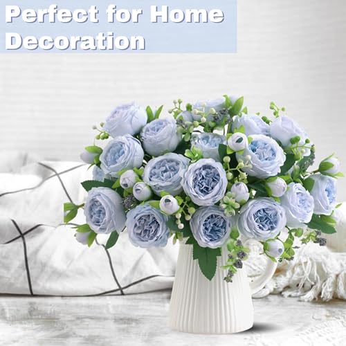 ASTRYAS Artificial Peony Flower 2Pcs Silk Peonies Fake Peony Flowers Floral Arrangements Dining Table Centerpieces for Kitchen Bridal Wedding Party Decor(Light Pink) - Image 3