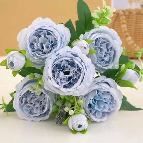 ASTRYAS Artificial Peony Flower 2Pcs Silk Peonies Fake Peony Flowers Floral Arrangements Dining Table Centerpieces for Kitchen Bridal Wedding Party Decor(Light Pink) - Image 4