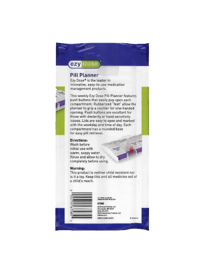 Ezydose Ezy Dose, Weekly AM/PM with Push Buttons Pill Planner, XL, 1 Count  - Image 3