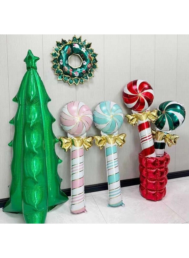 Atpata Funky Merry Christmas Wreath Shape (Set Of 5) Xmas Theme Foil Balloons For Christmas Party Decorations, Multicolor - Image 3