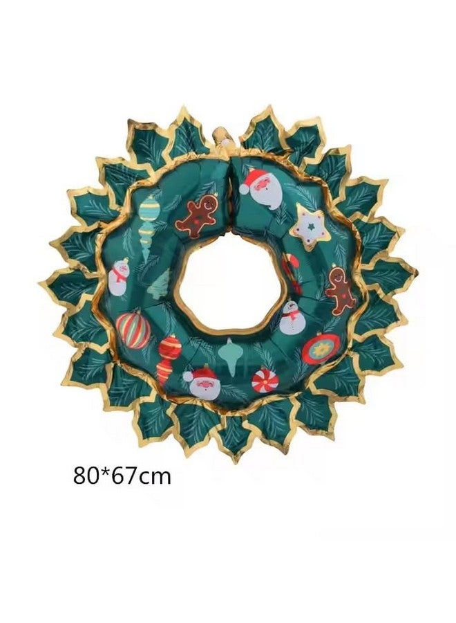 Atpata Funky Merry Christmas Wreath Shape (Set Of 5) Xmas Theme Foil Balloons For Christmas Party Decorations, Multicolor - Image 2