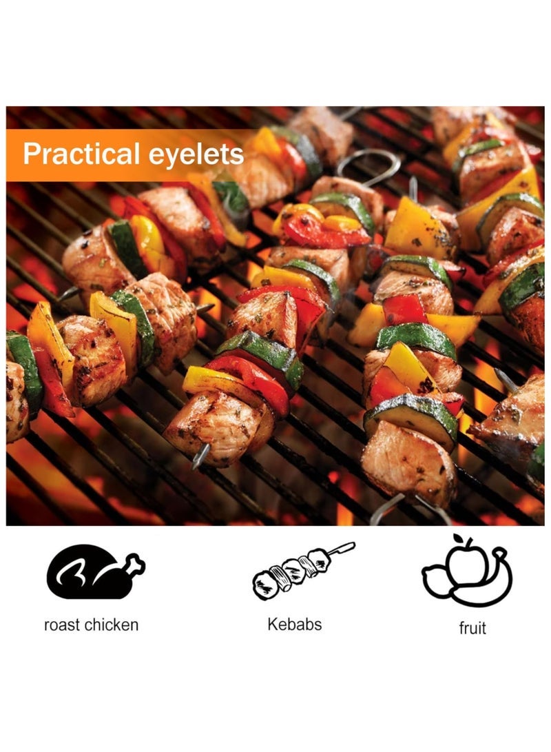 ECVV 18" Stainless Steel BBQ Skewers, 12-Pack Flat Metal Kabob Sticks, Reusable Shish Kebab Skewers for Grilling Meat, Seafood | Dishwasher Safe BBQ Tools - Image 1