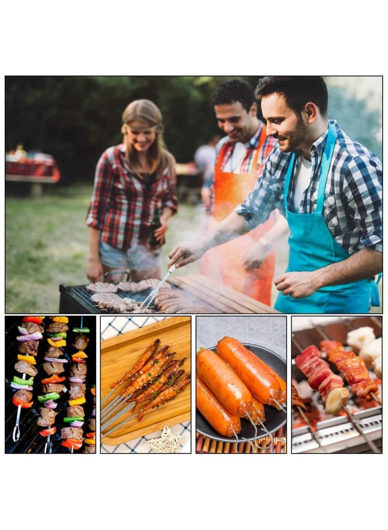 ECVV 18" Stainless Steel BBQ Skewers, 12-Pack Flat Metal Kabob Sticks, Reusable Shish Kebab Skewers for Grilling Meat, Seafood | Dishwasher Safe BBQ Tools - Image 4