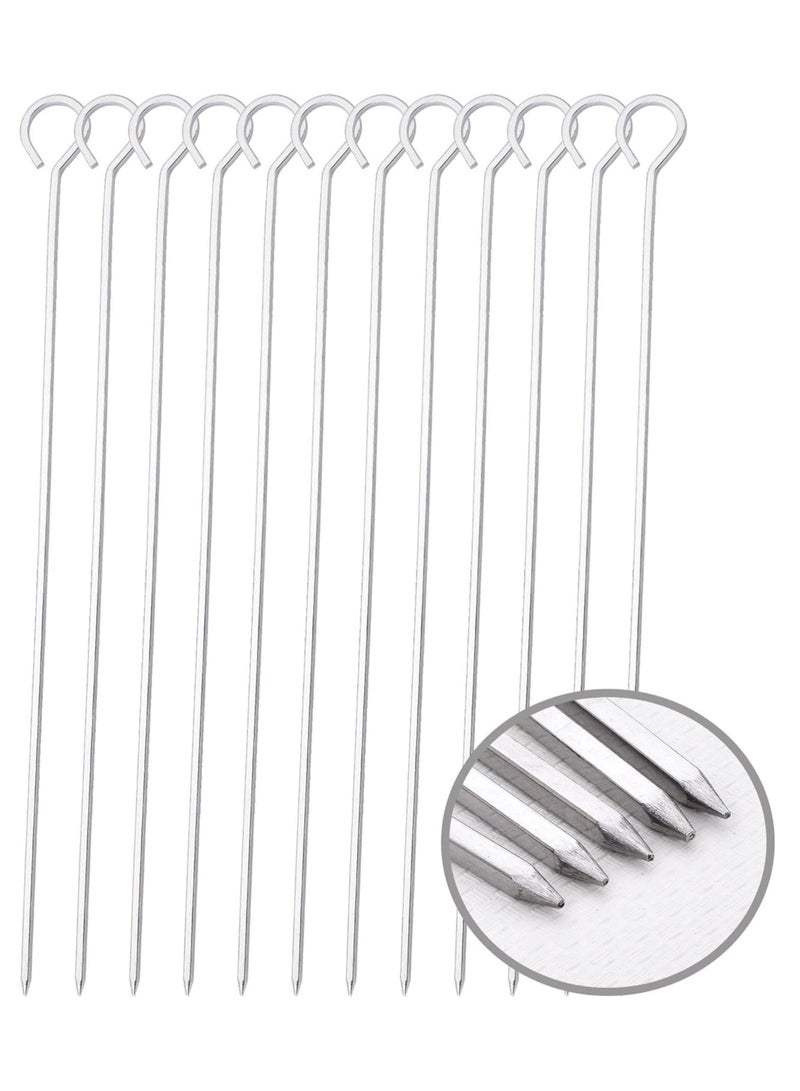 ECVV 18" Stainless Steel BBQ Skewers, 12-Pack Flat Metal Kabob Sticks, Reusable Shish Kebab Skewers for Grilling Meat, Seafood | Dishwasher Safe BBQ Tools - Image 2