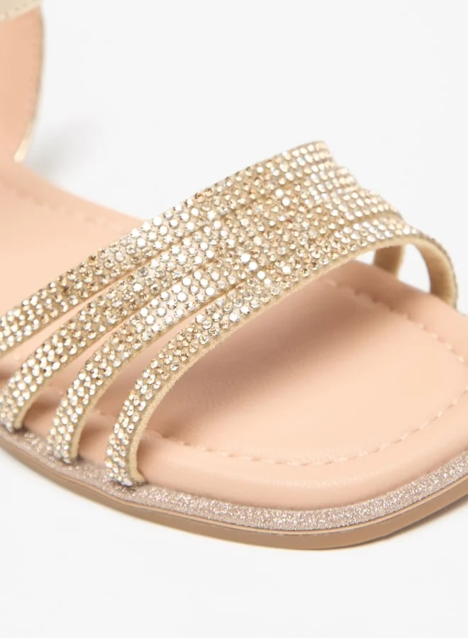 جونيورز Embellished Sandals with Hook and Loop Closure