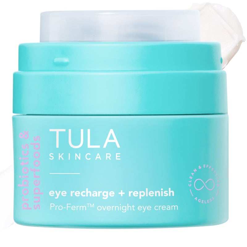 TULA Skin Care Eye Recharge + Replenish - Pro-Ferm Overnight Eye Cream with Retinal, Protects & Intensely Hydrates, Minimizes the look of Fine Lines & Wrinkles, 0.5 Fl. oz. - Image 1