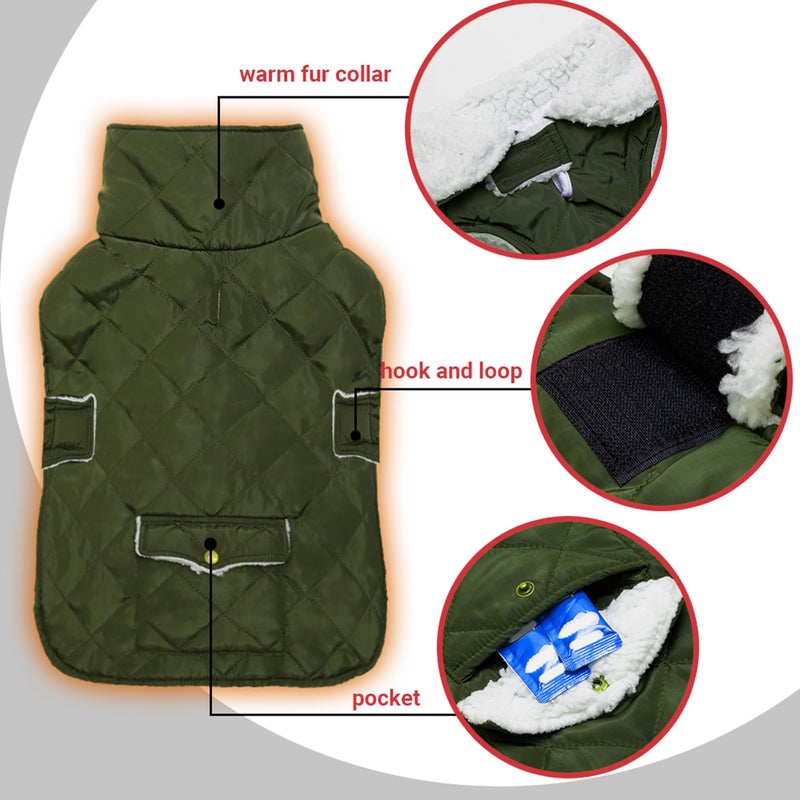 ORZECHKO Dog Winter Coat - Windproof Fleece Warm Thick Dog Jacket Clothes for Cold Weather - Green Pet Vest Coat Outfits for Small Medium Large Dogs - Indoor & Outdoor Use (S-XXL) - Image 3