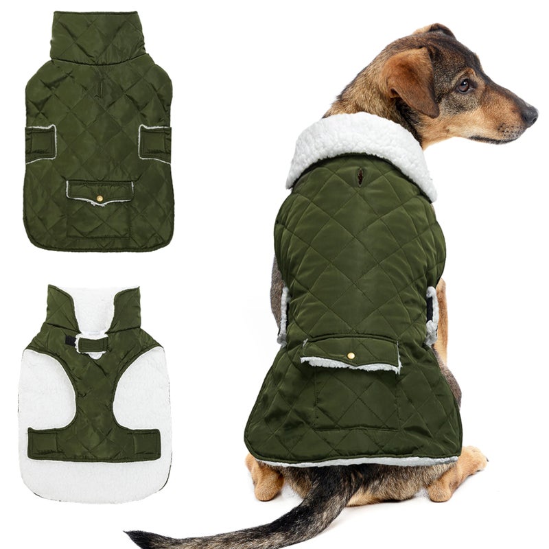 ORZECHKO Dog Winter Coat - Windproof Fleece Warm Thick Dog Jacket Clothes for Cold Weather - Green Pet Vest Coat Outfits for Small Medium Large Dogs - Indoor & Outdoor Use (S-XXL) - Image 1