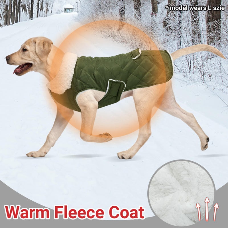 ORZECHKO Dog Winter Coat - Windproof Fleece Warm Thick Dog Jacket Clothes for Cold Weather - Green Pet Vest Coat Outfits for Small Medium Large Dogs - Indoor & Outdoor Use (S-XXL) - Image 4
